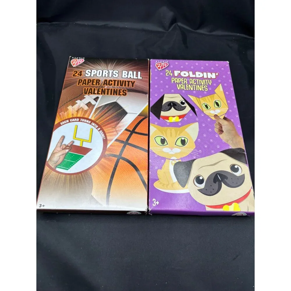 2 Boxes activity Valentine Day Cards 24 Sports Ball 24 Foldin Friends New